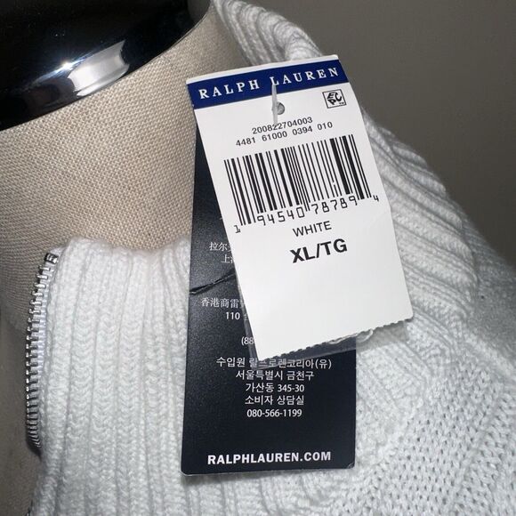 NWT Lauren Ralph Lauren Women's Cable Knit XL Cardigan Sweater Silver Edition - Picture 8 of 10